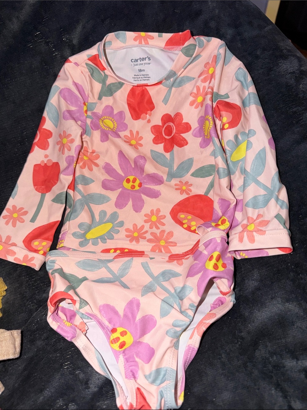 Carter's Floral Long Sleeve One-Piece Swimsuit in Pink & Multicolor